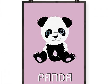 Plakat med panda rosa baggrund